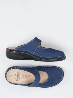 Finn Comfort – Komfort-Pantolette aus Nubukleder Marineblau