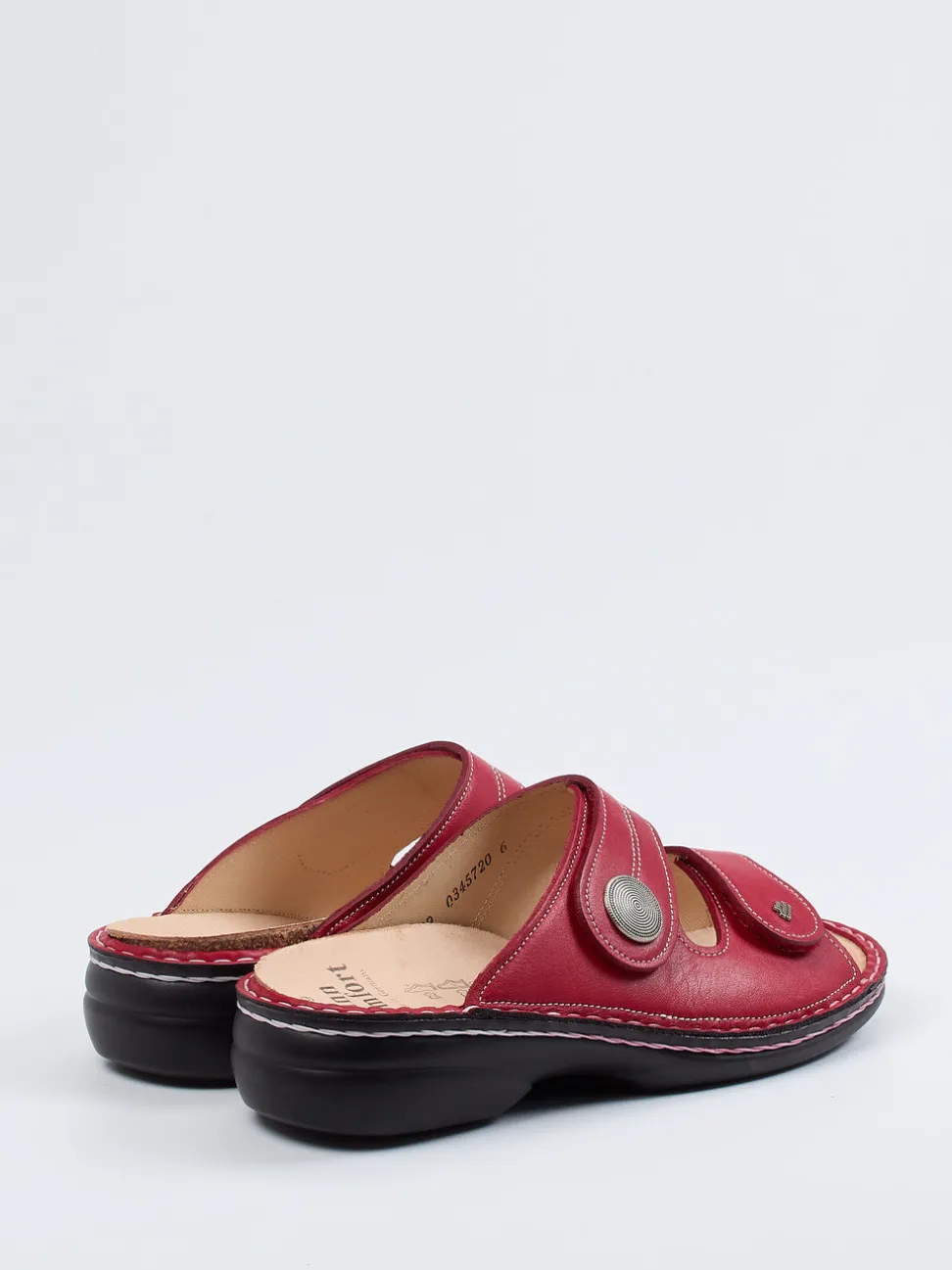 Finn Comfort – Komfort-Pantolette aus Kalbleder Dunkelrot