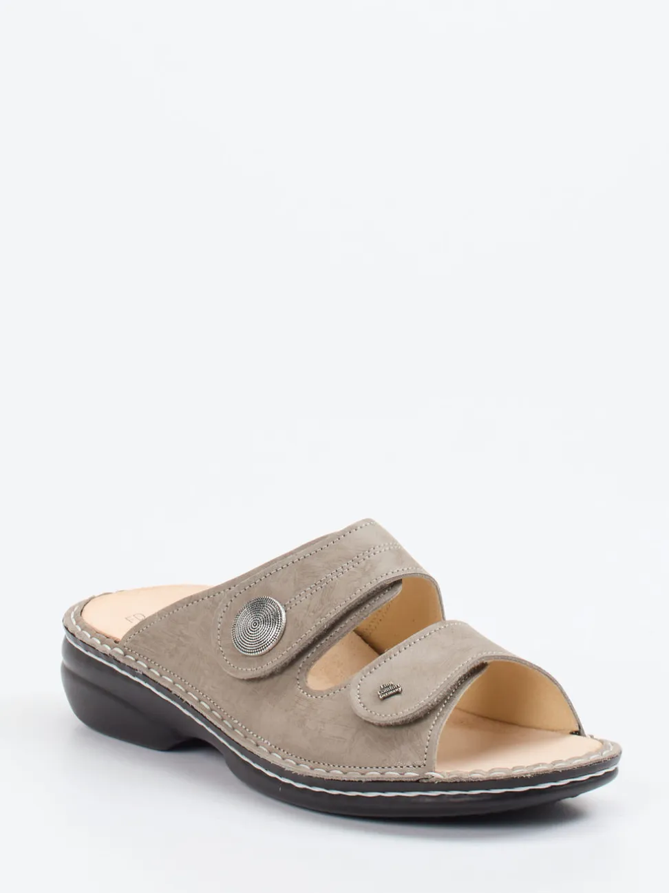 Finn Comfort – Komfort-Pantolette aus Kalbleder taupe