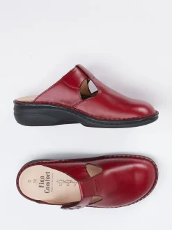 Finn Comfort – Komfort-Pantolette aus Kalbleder Bordeauxrot
