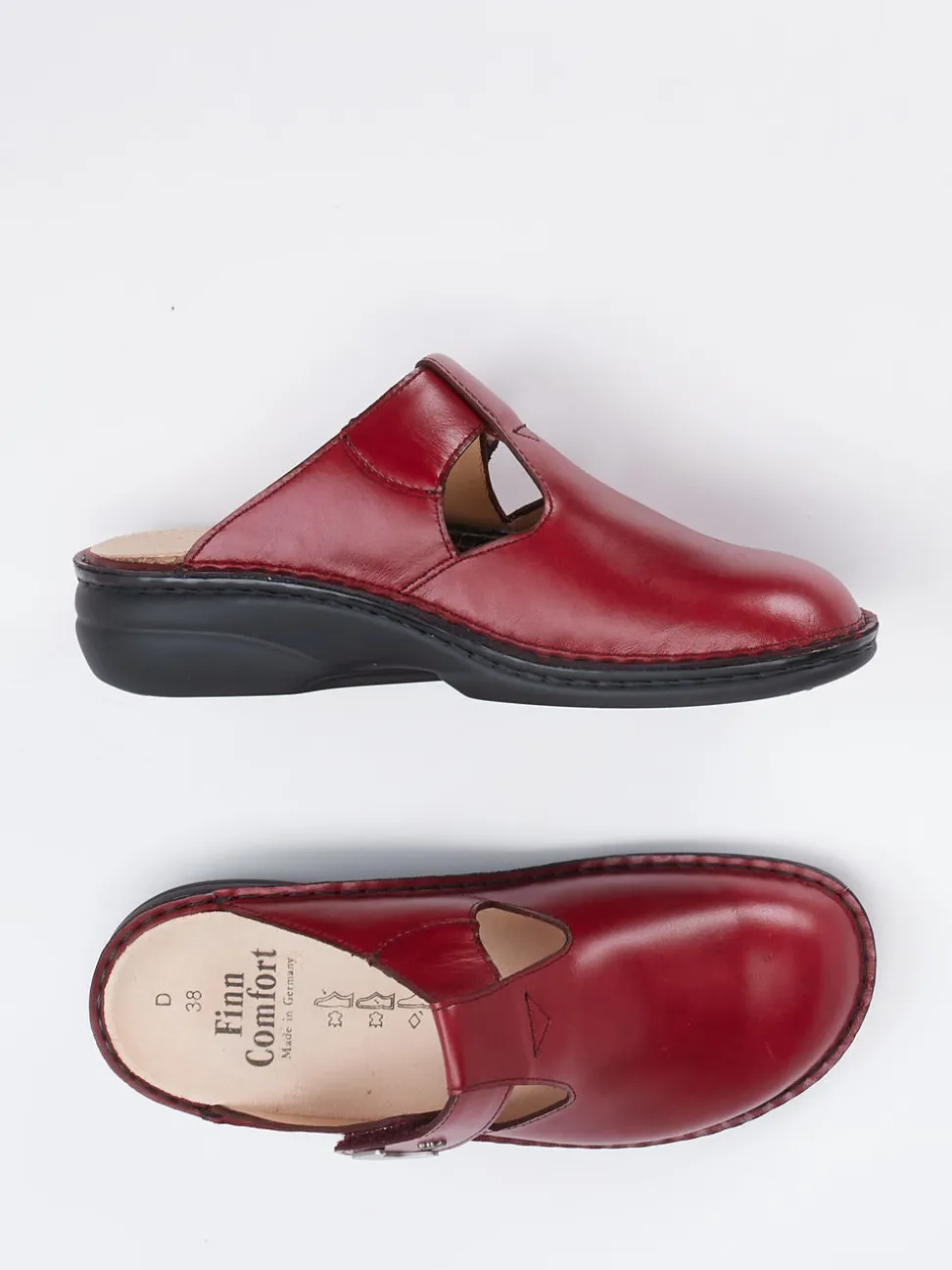Finn Comfort – Komfort-Pantolette aus Kalbleder Bordeauxrot