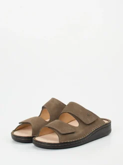 Finn Comfort – Komfort-Pantolette aus Nubukleder schlammgrau