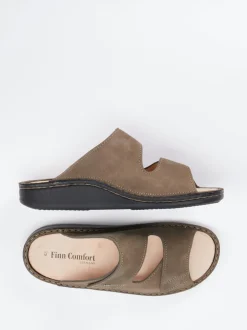 Finn Comfort – Komfort-Pantolette aus Nubukleder schlammgrau