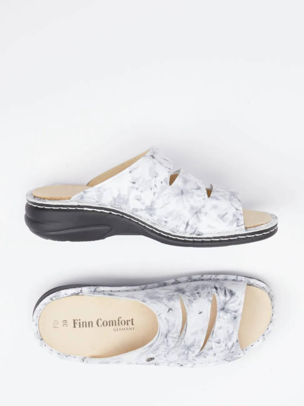 Finn Comfort – Komfort-Pantolette aus Kalbleder grau