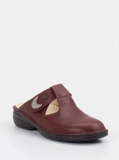 Finn Comfort – Komfort-Pantolette aus Kalbleder bordeauxrot