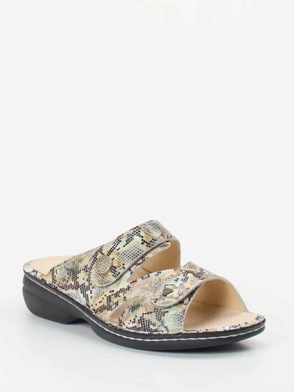 Finn Comfort – Komfort-Pantolette aus geprägtem Leder multicolor