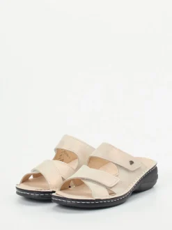 Finn Comfort – Komfort-Pantolette aus Veloursleder beige