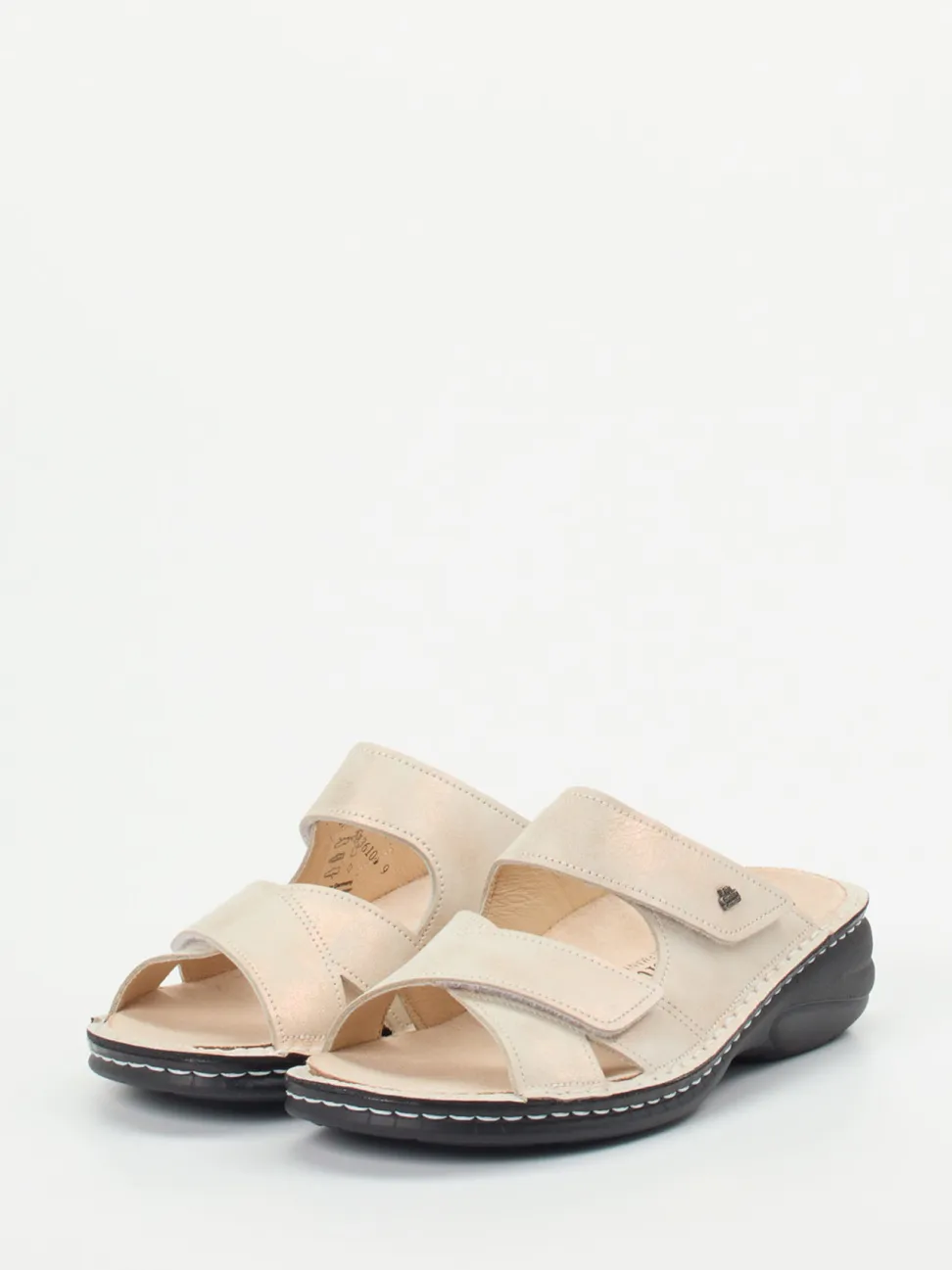 Finn Comfort – Komfort-Pantolette aus Veloursleder beige