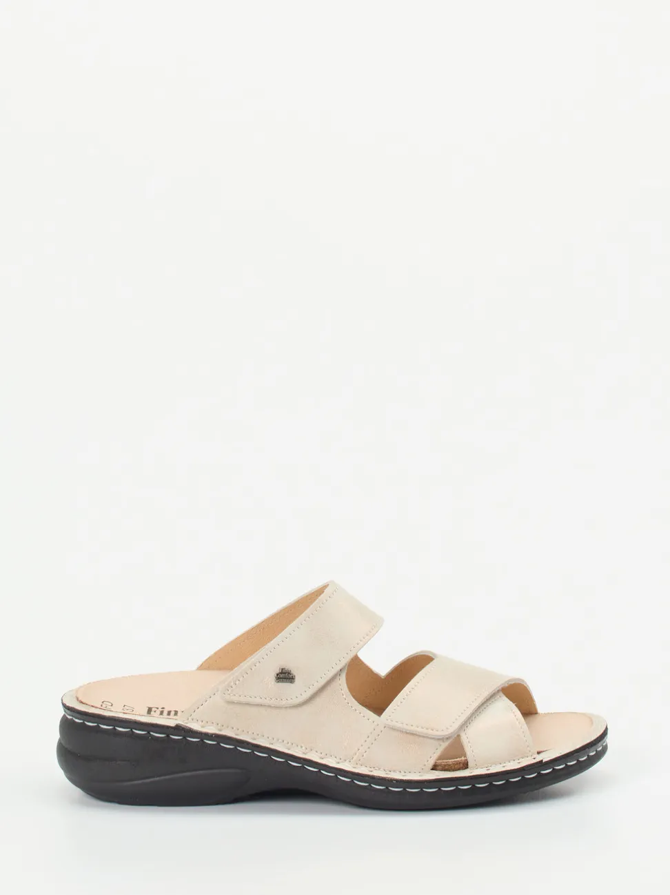 Finn Comfort – Komfort-Pantolette aus Veloursleder beige
