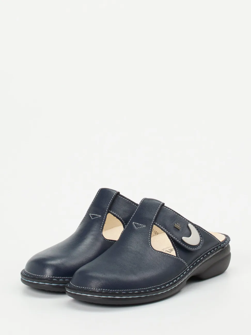 Finn Comfort – Komfort-Pantolette aus Kalbleder Dunkelblau