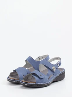 Finn Comfort – Komfortsandale aus veganem Kunstleder blau