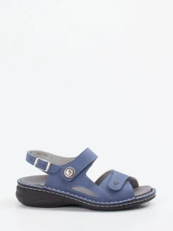 Finn Comfort – Komfortsandale aus veganem Kunstleder blau