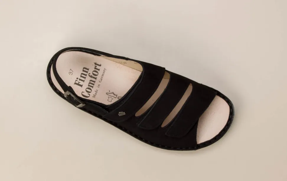 Finn Comfort – Komfort-Sandalen aus Nubukleder schwarz