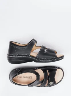 Finn Comfort – Komfortsandale aus Kalbleder Schwarz