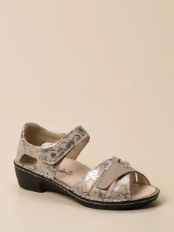 Finn Comfort – Komfortsandalen aus geprägtem Leder beige