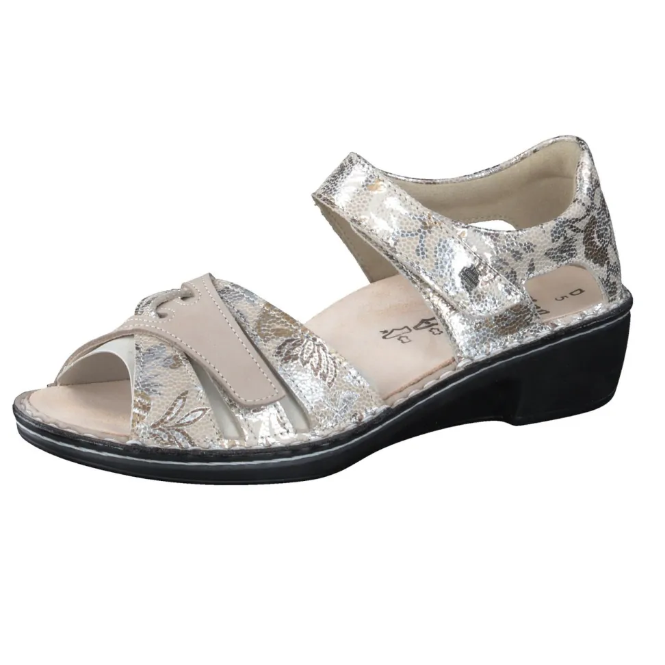 Finn Comfort – Komfortsandalen aus geprägtem Leder beige