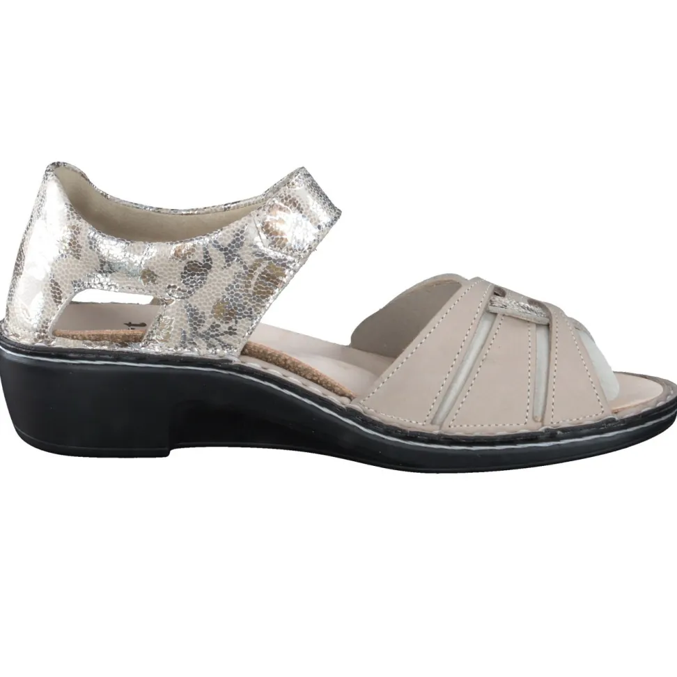Finn Comfort – Komfortsandalen aus geprägtem Leder beige