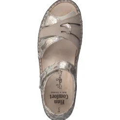Finn Comfort – Komfortsandalen aus geprägtem Leder beige