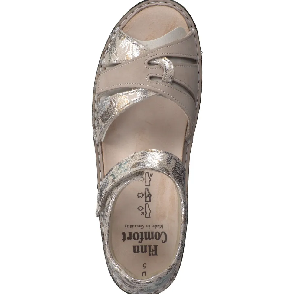 Finn Comfort – Komfortsandalen aus geprägtem Leder beige