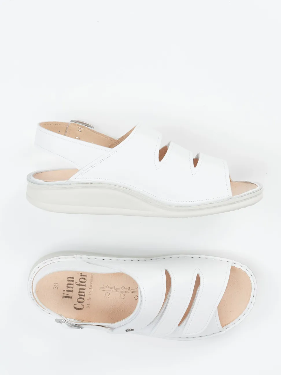 Finn Comfort – Komfortsandalen aus Kalbleder weiß