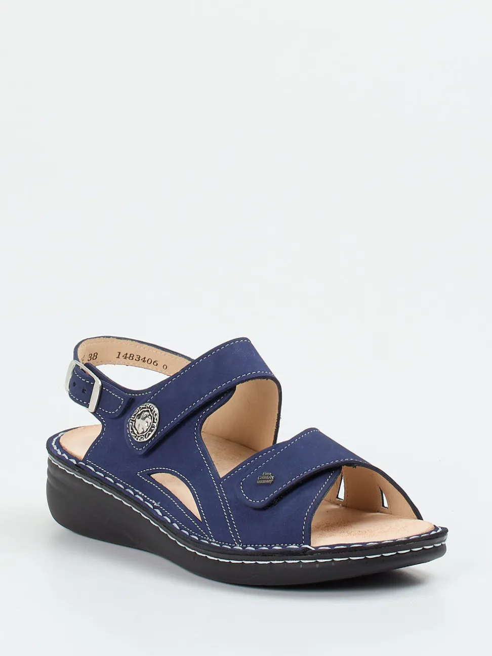 Finn Comfort – Komfortsandale aus Nubukleder Marineblau