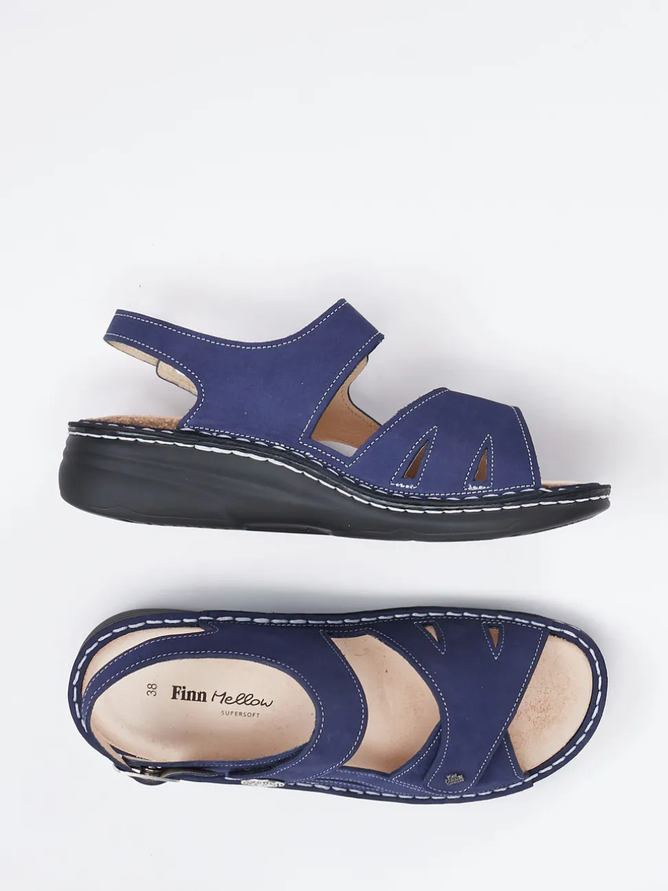 Finn Comfort – Komfortsandale aus Nubukleder Marineblau