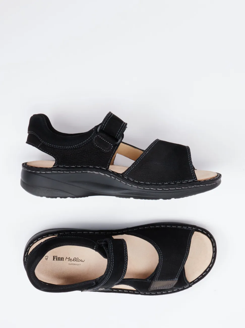 Finn Comfort – Komfortsandale aus Nubukleder Schwarz
