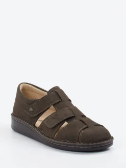 Finn Comfort – Komfortsandale aus Nubukleder Dunkeloliv