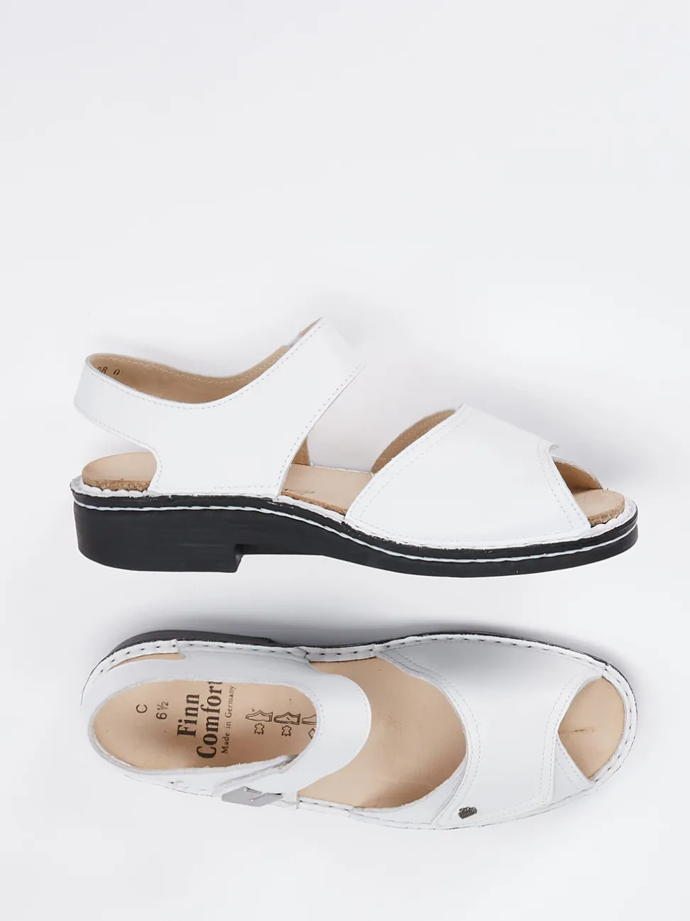 Finn Comfort – Komfortsandalen aus Kalbleder weiß