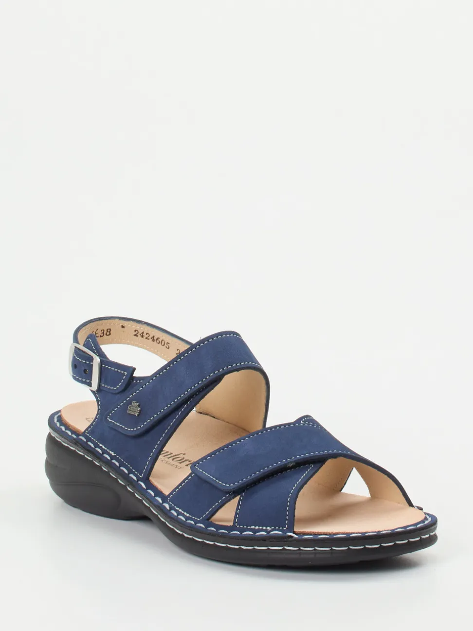 Finn Comfort – Komfortsandale aus Nubukleder Marineblau
