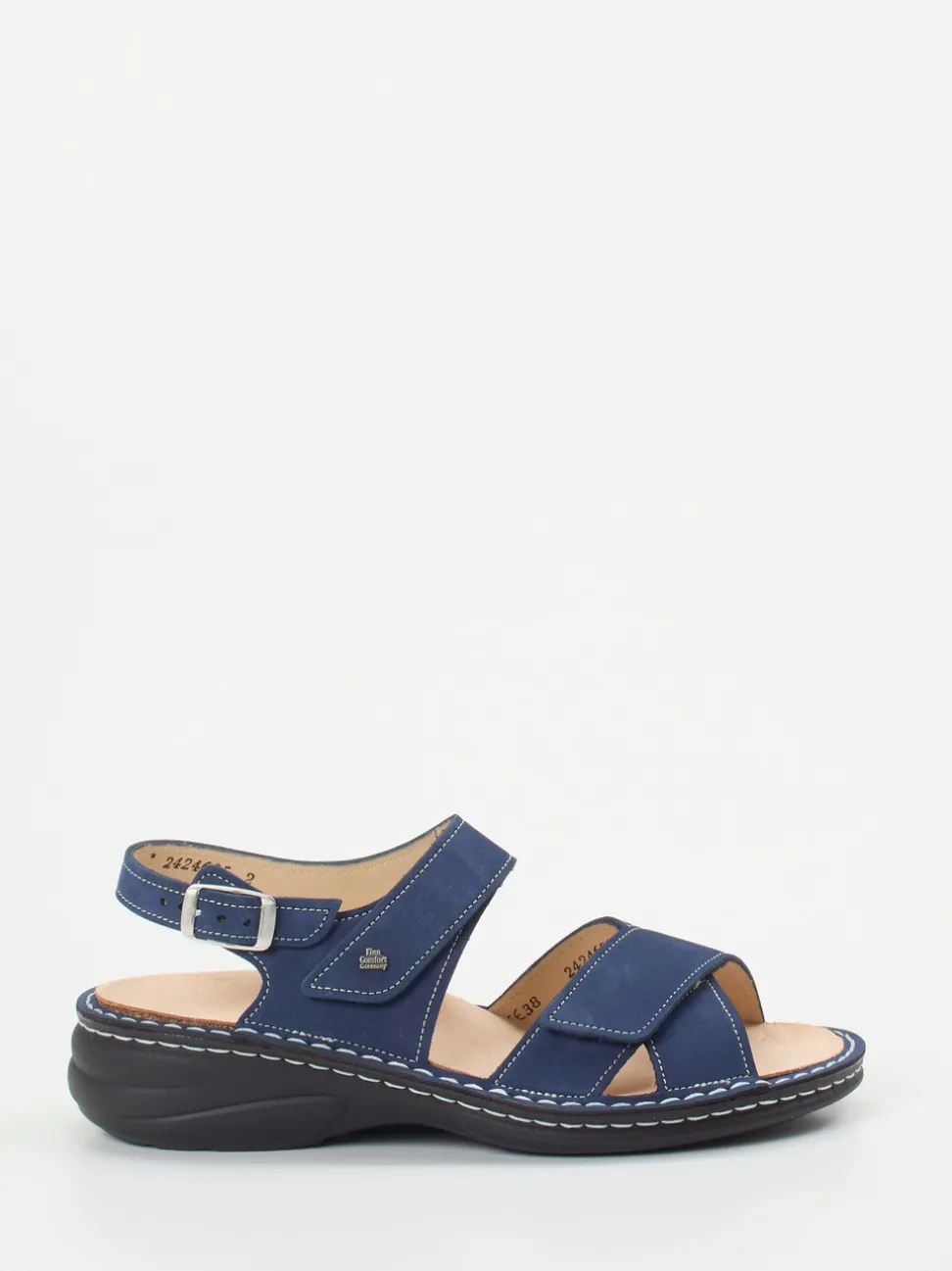 Finn Comfort – Komfortsandale aus Nubukleder Marineblau