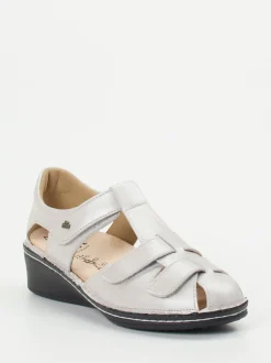 Finn Comfort – Komfort-Sandalette aus Metallic-Leder beige
