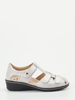 Finn Comfort – Komfort-Sandalette aus Metallic-Leder beige