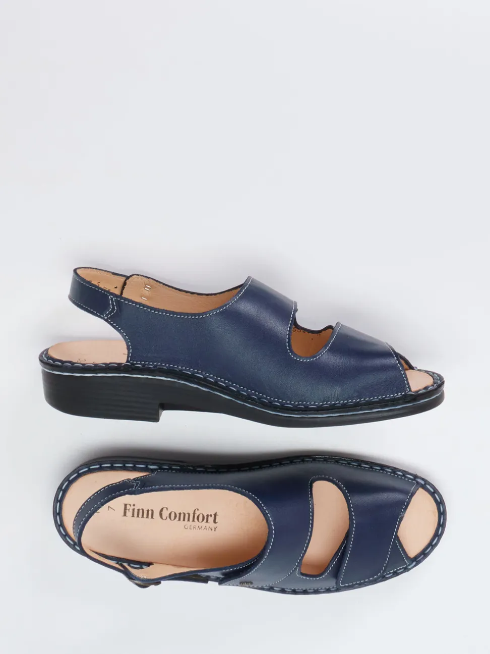 Finn Comfort – Komfortsandalen aus Kalbleder Dunkelblau