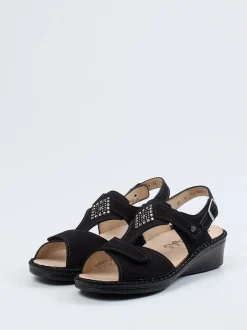 Finn Comfort – Komfortsandale aus Nubukleder schwarz