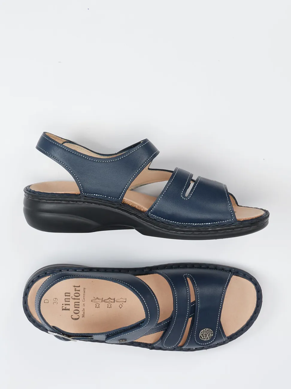 Finn Comfort – Komfortsandalen aus Kalbleder Dunkelblau