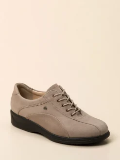 Finn Comfort – Komfort-Schnürschuhe aus Nubukleder Beigegrau