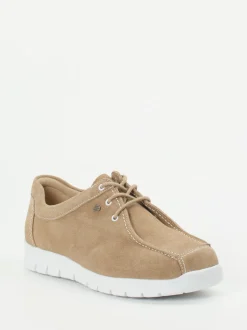 Finn Comfort – Komfort-Schnürschuh aus Veloursleder beige