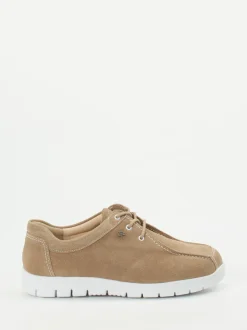Finn Comfort – Komfort-Schnürschuh aus Veloursleder beige