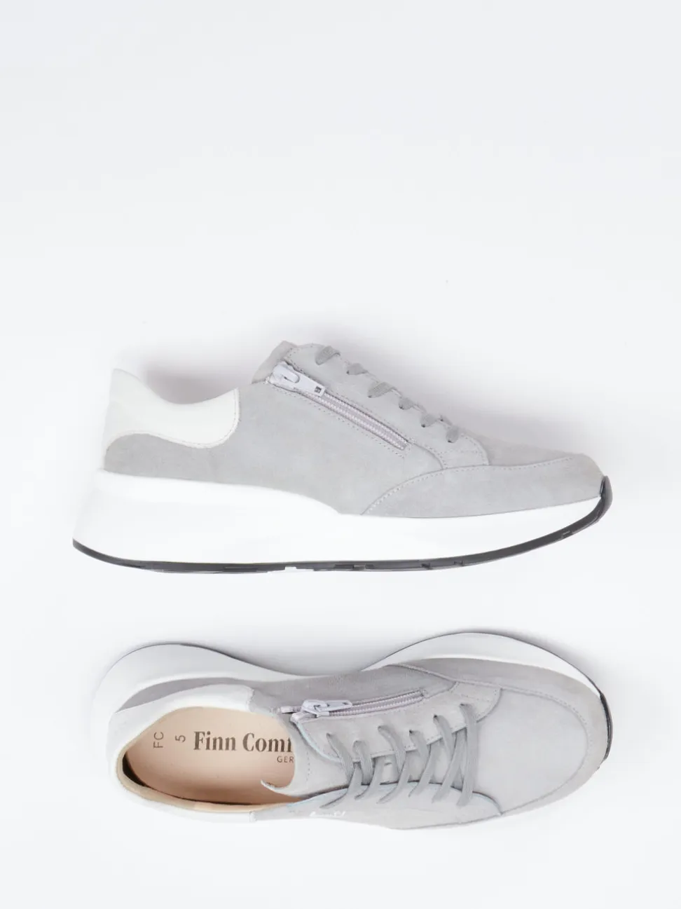 Finn Comfort – Komfort-Sneaker aus Veloursleder hellgrau