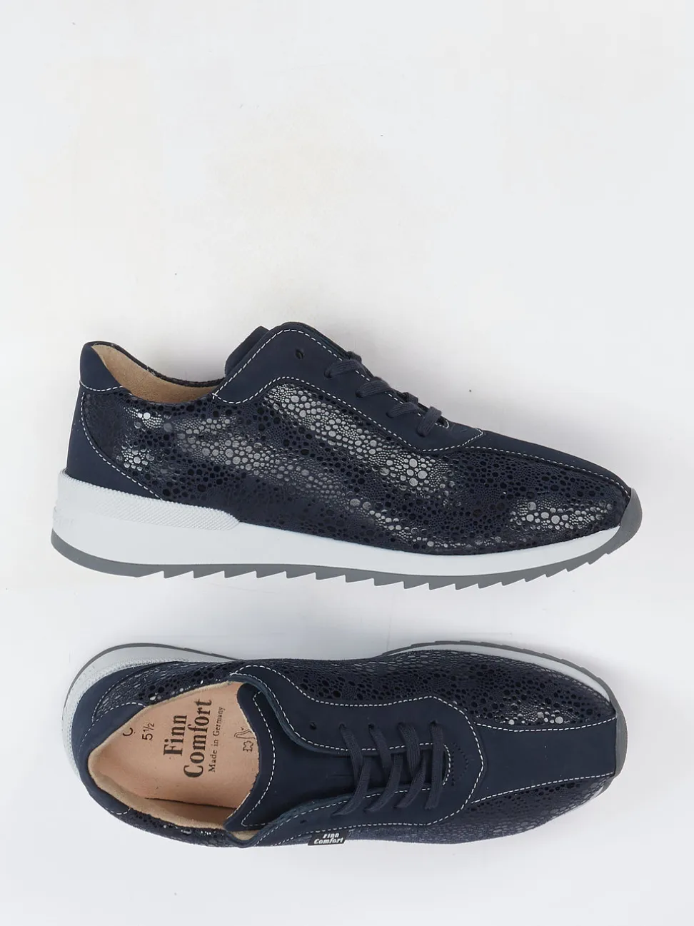 Finn Comfort – Komfort-Sneaker aus Nubukleder Dunkelblau