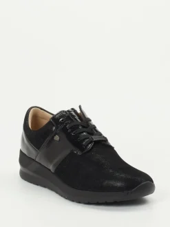 Finn Comfort – Komfort-Sneaker aus Stretch und Leder schwarz