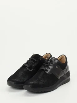 Finn Comfort – Komfort-Sneaker aus Stretch und Leder schwarz