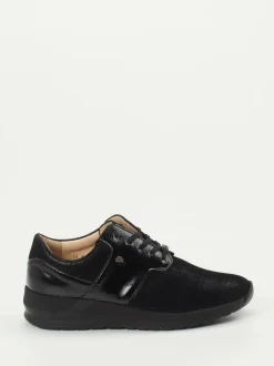 Finn Comfort – Komfort-Sneaker aus Stretch und Leder schwarz