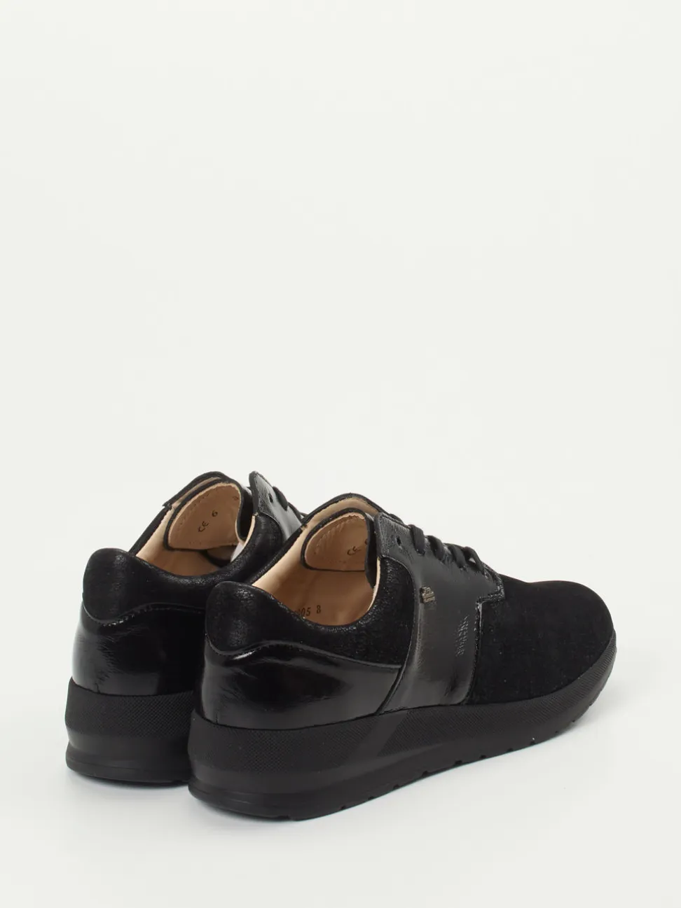 Finn Comfort – Komfort-Sneaker aus Stretch und Leder schwarz