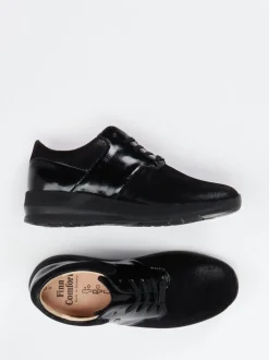 Finn Comfort – Komfort-Sneaker aus Stretch und Leder schwarz