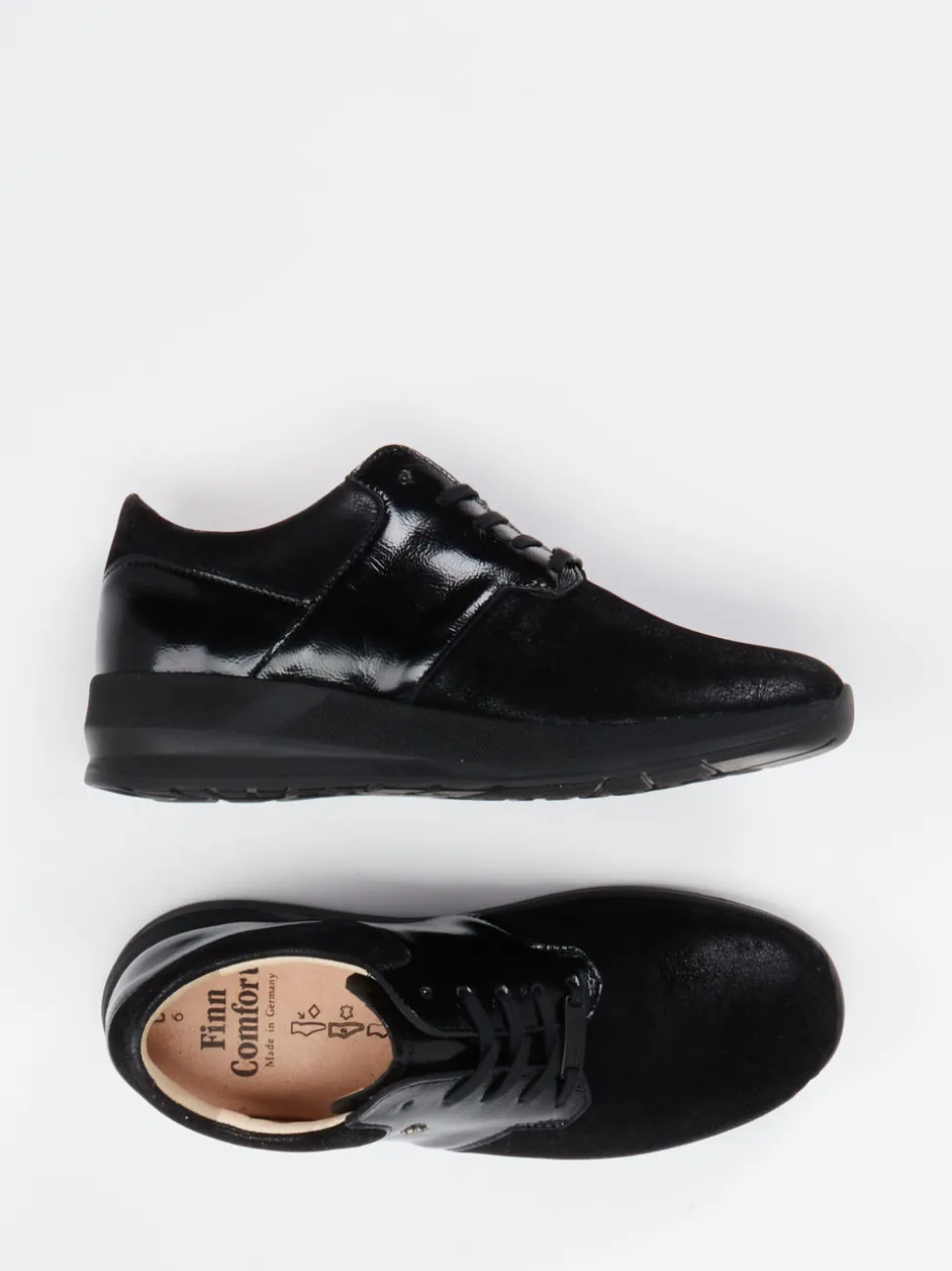Finn Comfort – Komfort-Sneaker aus Stretch und Leder schwarz