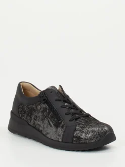 Finn Comfort – Komfort-Sneaker aus geprägtem Leder schwarz