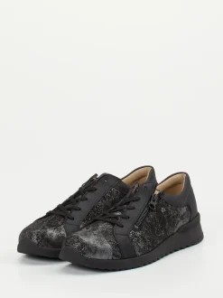 Finn Comfort – Komfort-Sneaker aus geprägtem Leder schwarz
