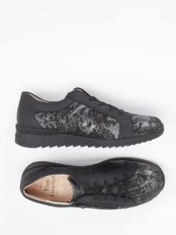 Finn Comfort – Komfort-Sneaker aus geprägtem Leder schwarz
